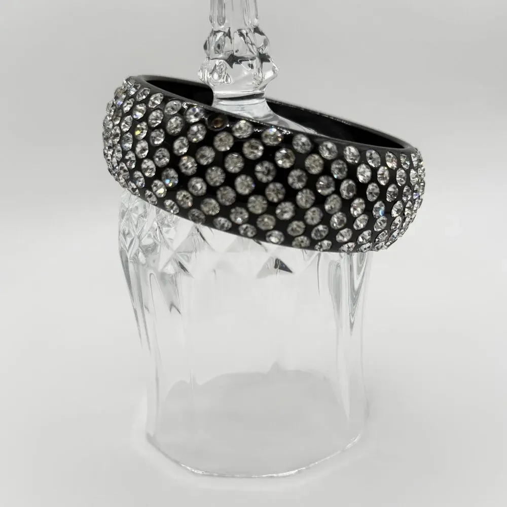 Wide Rhinestone Statement Bangle – Sparkly Multi‑Row Design (Size L)